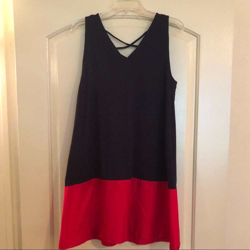 LOFT Navy & Red Dress